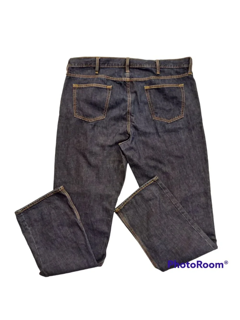 Old Navy dark mens straight 42x36 jeans measure 43x35.5 high rise 100% cotton